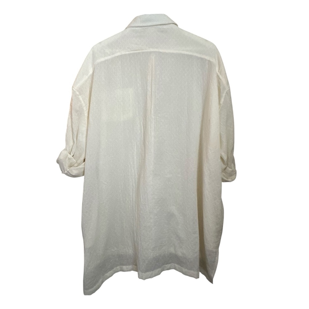 Artistic Works by Lu Oversized Off White Button Down Cotton Shirt Women Sz M - Picture 6 of 6